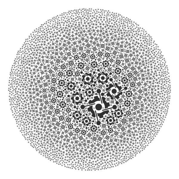 Mosaïque de cluster sphérique d'icône d'industrie de Hitech — Image vectorielle