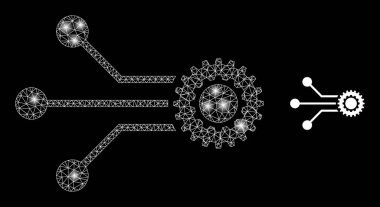 Mikro Mekanik Simgesi - Işık Noktaları ile Kabuk Ağı