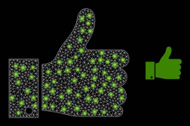 Başparmak Yukarı Simgesi - Parlak Noktalar ile Üçgenleştirilmiş Ağ