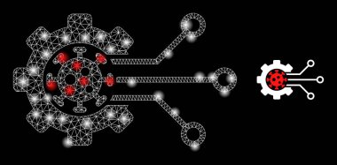 Virüs Mühendisliği Simgesi - Işık Noktaları ile Çokgen Ağ