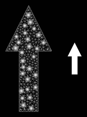 Yukarı Ok Simgesi - Parlak Benekli Üçgenlenmiş Ağ
