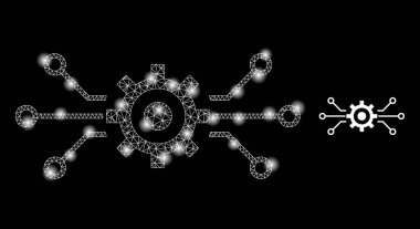 Elektronik Makine Simgesi - Işık lekeli tel çerçeve örgüsü