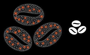 Kahve Taneleri Simgesi - Kablo çerçeveli Parıltı Örgü