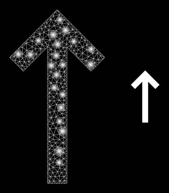 Yukarı Yön Oku Simgesi - Parlak Benekli Kablo Çerçeve Ağı