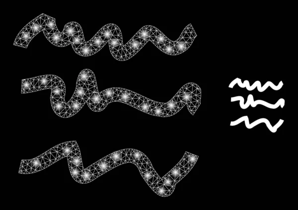 Κείμενο Scribbles Εικονίδιο - Wireframe Mesh με κηλίδες λάμψη — Διανυσματικό Αρχείο