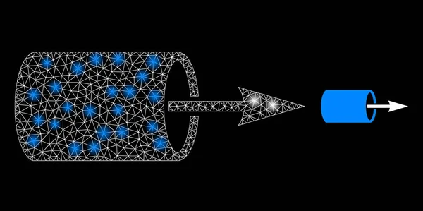Icono de dirección de flujo de tubería - Malla poligonal con chispas — Archivo Imágenes Vectoriales