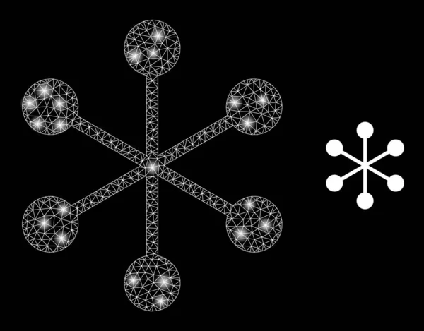 Netzstruktur-Icon - Dreieckiges Netz mit Lichtpunkten — Stockvektor