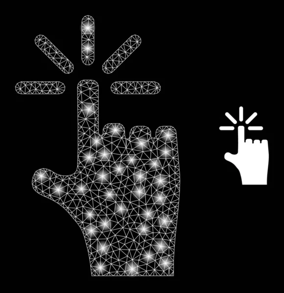 Finger Click Icon - Carcass Mesh with Glare Spots — 스톡 벡터