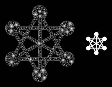 Ağ Bağlantıları Simgesi - Parlak Noktalarla Çokgen Ağ