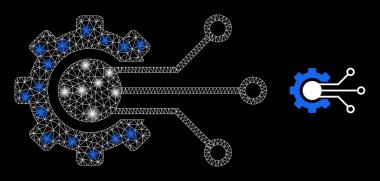 Vites Çözüm Simgesi - Parlak Noktalı Kablo Çerçeve Ağı