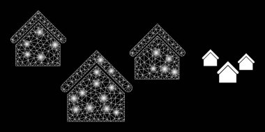 Köy Evleri Simgesi - Parlak Benekli Çokgen Ağ