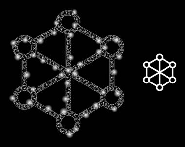 Ağ Düğümleri Simgesi - Işık Noktaları ile Kablo Ağı