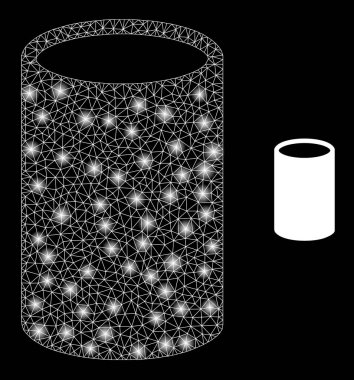 Silindir Simgesi - Işık Noktaları ile Kablo Çerçeve Ağı