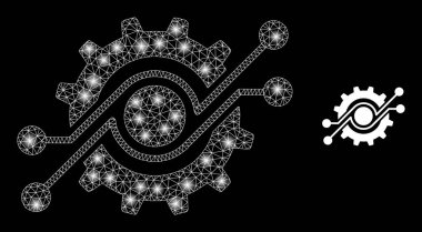 Gear Elektronik Bileşen Simgesi - Parlak Benekli Kablo Ağı