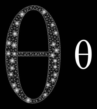 Tetta Yunan Küçük Harf Simgesi - Parlak Benekli Çerçeve Ağı