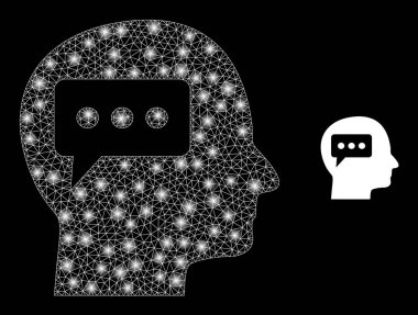 Beyin Simgesi Düşünme - Parıltılı Kablo Ağı