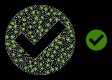 Evet Mark Simgesi - Işık Noktaları ile Üçgenleştirilmiş Ağ