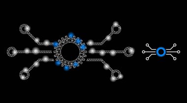 Elektronik Gear Simgesi - Parıltı Benekleriyle Üçgenlenmiş Ağ
