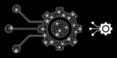 Gear Bağlantıları Simgesi - Işık Noktaları ile Kablo Çerçeve Ağı