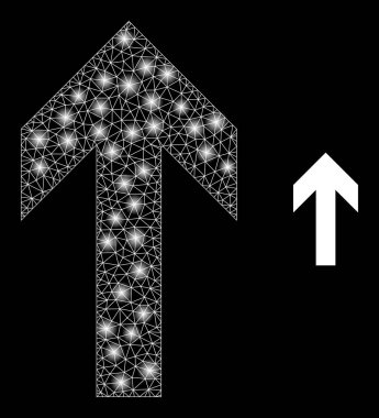 Yukarı Yönlendirme Simgesi - Parlak Noktalar ile Üçgenleştirilmiş Ağ