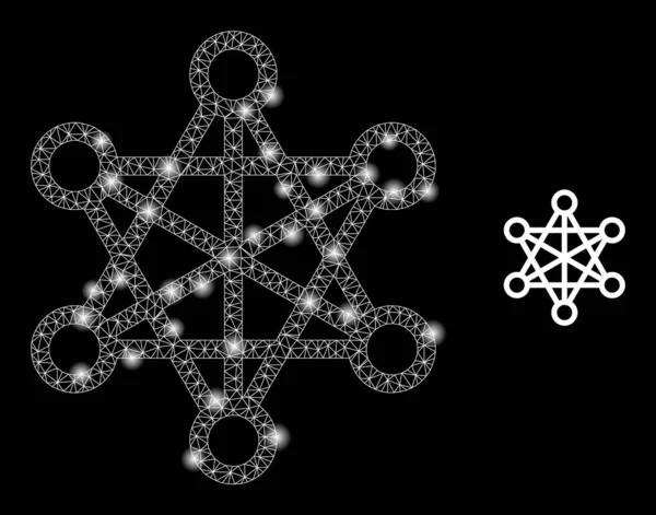Star Network Icon - Carcass Mesh with Sparkles — стоковий вектор