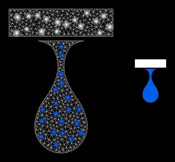 Icono de gota de goteo - Malla Wireframe con puntos de luz — Archivo Imágenes Vectoriales