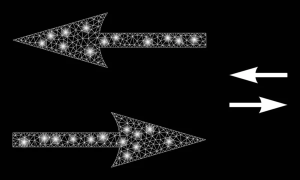 Flip Arrows Icono - Malla poligonal con chispas — Archivo Imágenes Vectoriales
