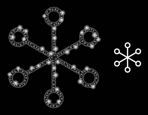 인터넷 링크 Icon - Polygallonic Mesh with Constellation Nodes — 스톡 벡터