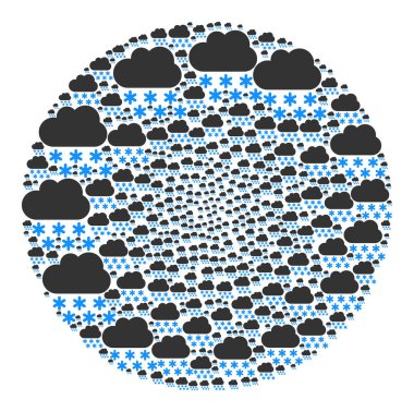 Kar Bulutu Simgesi Küresel Kabarcık Kolajı