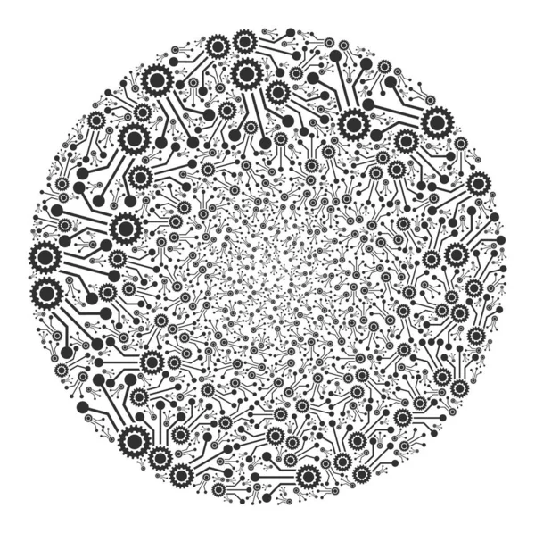Collage de grappe sphérique d'icône de micro-mécanique — Image vectorielle