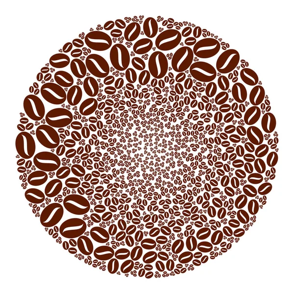 Coffee Grains Icon Spheric Globula Collage — Stock Vector