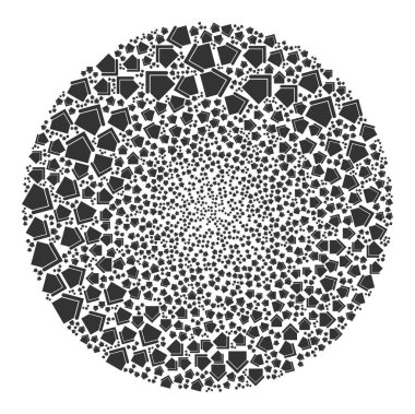 Köy Evleri Simge Yuvarlak Kabarcık Mozaiği