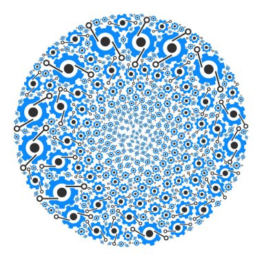 Kontrol Merkezi Vites Simgesi Yuvarlak Kabarcık Kolajı