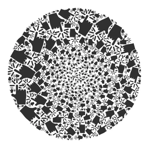 Finger-Klick-Icon Sphärische Cluster-Mosaik — Stockvektor