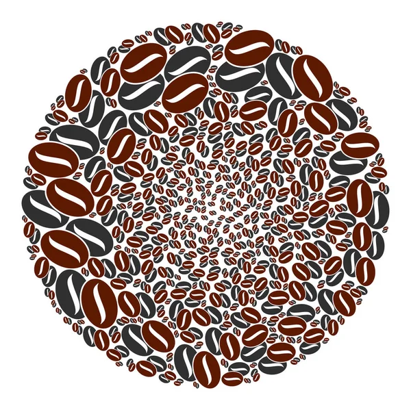 Collage rond de grappe d'icône de graines de café — Image vectorielle