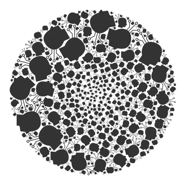 Brain Link Icon Round Bubble Mosaic — Stockvektor