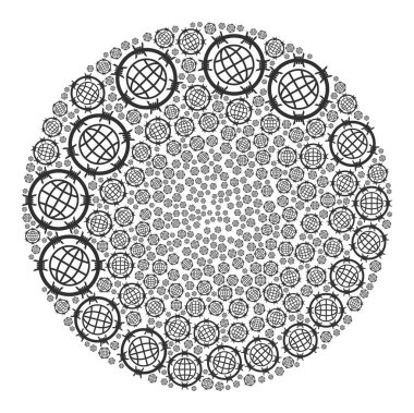 Dikenli Tel Küre Simgesi Küre Küresi Mozaiği