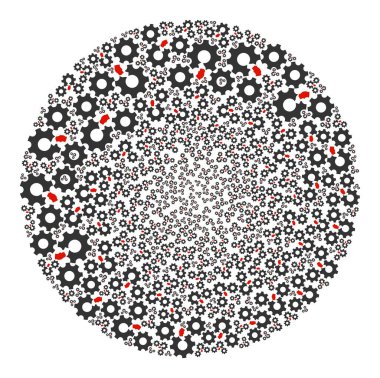 Bozuk Vites Mekanizması Simge Yuvarlak Kabarcık Mozaiği