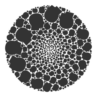 İnsan Başı Simge Yuvarlak Kabarcık Mozaiği