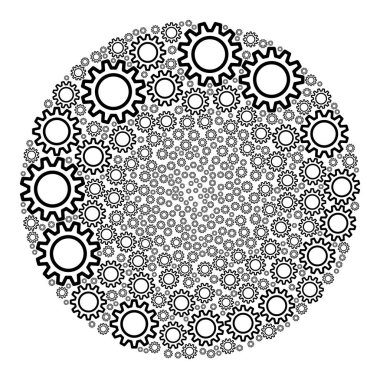 Contour Gear Simgesi Küresel Kabarcık Mozaiği