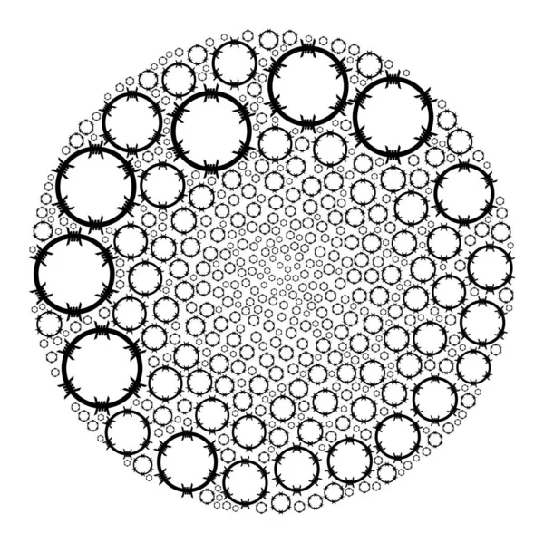 Barbed Wire Circle Ikon Sfäriskt kluster Collage — Stock vektor