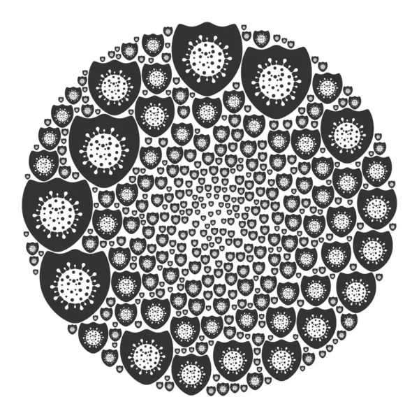 Víruspajzs ikon Gömb Globula mozaik — Stock Vector