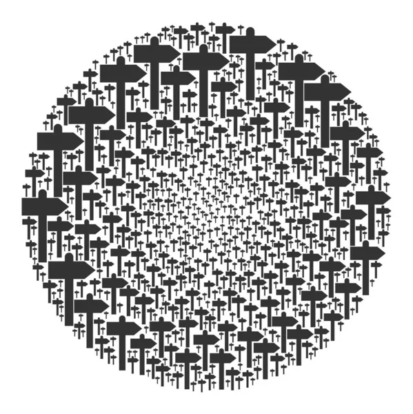 Road Pointer ikonen Spheric Globula Mosaic — Stock vektor