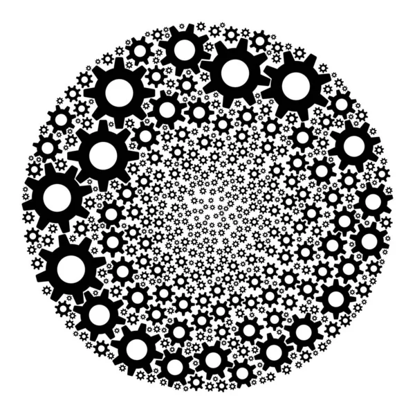 Cogwheel Icon Ronde Bubble Collage — Stockvector