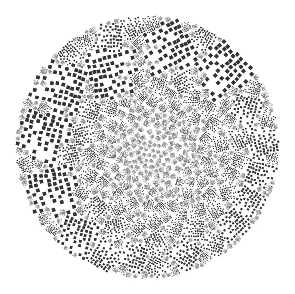 Spridda fyrkantiga partiklar ikonen Sfäriskt kluster Collage — Stock vektor