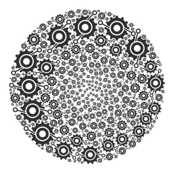 Wheel Connections Icon Spheric Globula Collage — Stock Vector