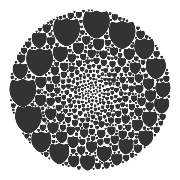 Sköld ikonen sfärisk bubbla collage — Stock vektor