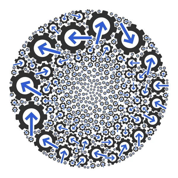 Icono de integración de engranajes Racimo esférico Mosaico — Archivo Imágenes Vectoriales