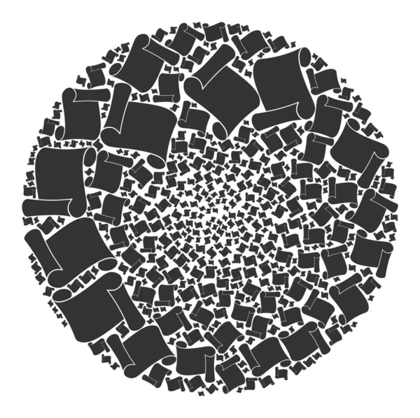Papper rulle ikonen sfärisk globula collage — Stock vektor