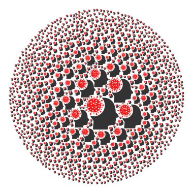 Beyin Virüsü Simgesi Küresel Kabarcık Mozaiği